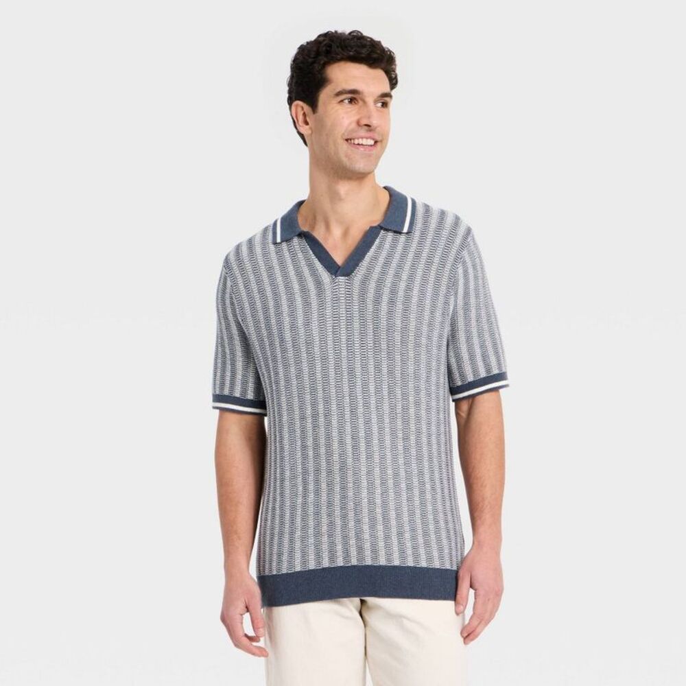 Goodfellow & Co - Men's Short Sleeve Polo Collar Pullover Sweater -  Blue